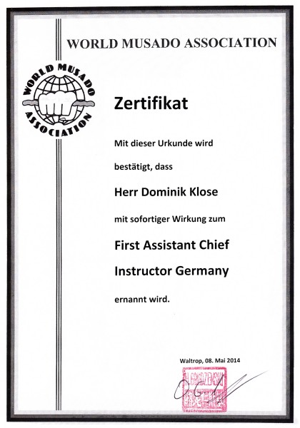 First Assistant Chief Instructor Germany